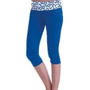 Brooks Blue Geometric Running Capri Length Pants, Size Large
